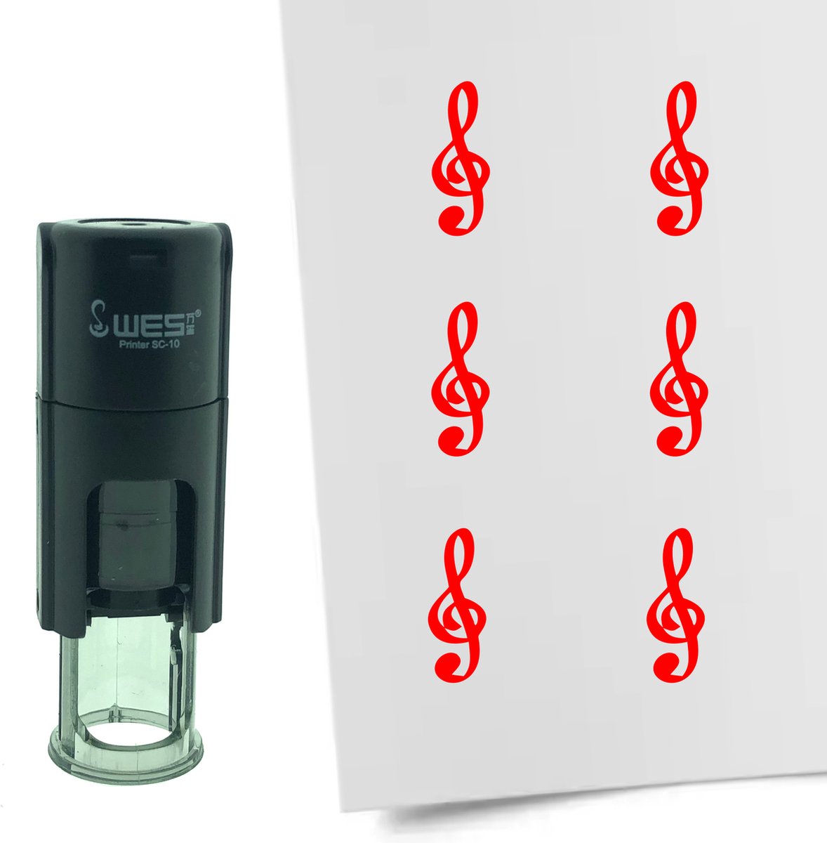 CombiCraft Stempel G-Sleutel 10mm rond - rode inkt