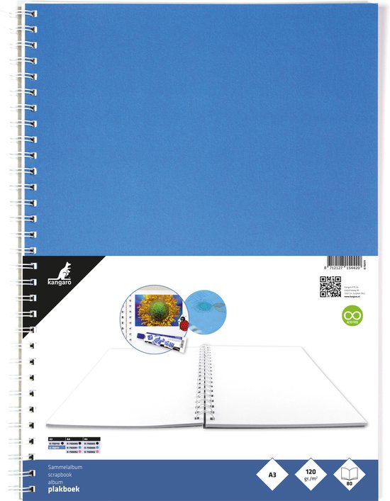 Kangaro plakboek - A3 - 120 grams - 80 pagina's - blauw - K-750111 - Kangaro