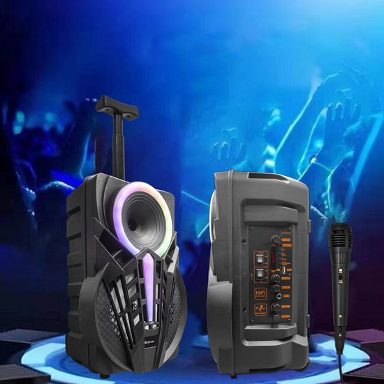 Denver Karaoke Set Incl. Microfoon - Discolichten - Bluetooth Speaker Partybox - Micro SD / USB / AUX - TSP301 - Denver