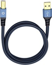 Oehlbach USB Plus B USB 2.0 [1x USB-A 2.0 stekker - 1x USB-B 2.0 stekker] 1.00 m Blauw Vergulde steekcontacten