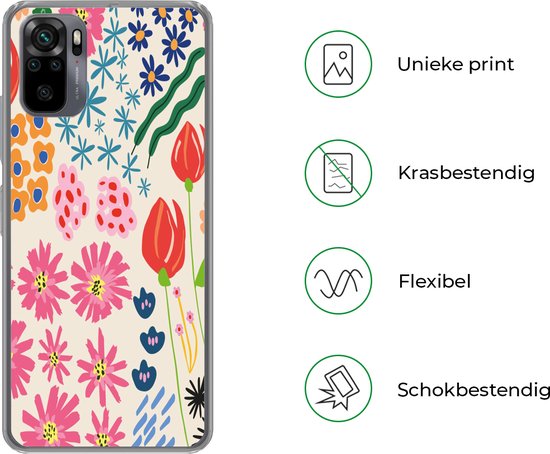 Telefoonhoesje Geschikt voor Xiaomi Redmi Note 10S hoesje - Bloemen - Design - Tulp - Siliconen Telefoonhoesje Telefoonhoesje