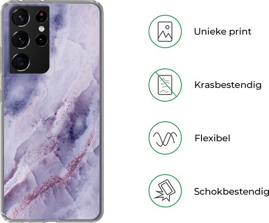 Coque Samsung Galaxy S21 Ultra - Natuursteen - Violet - Pierres précieuses et minéraux - Siliconen