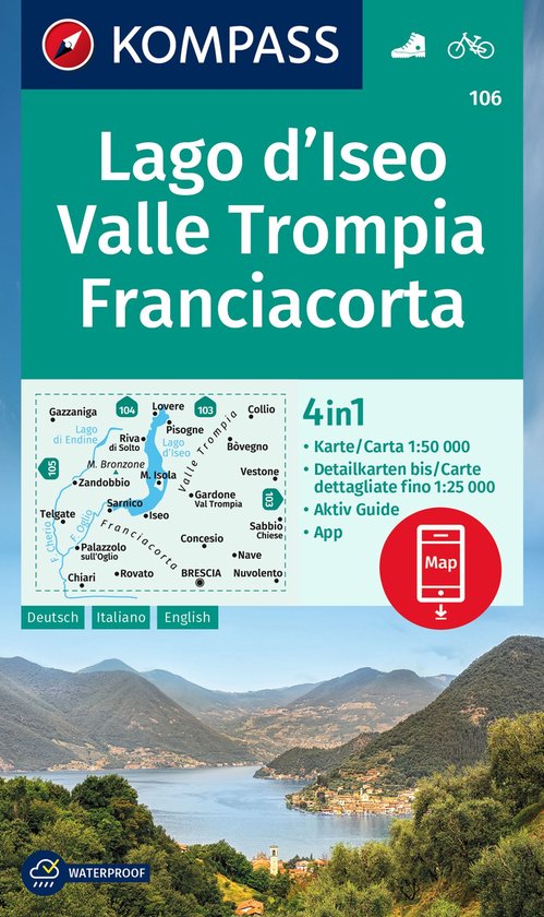 KOMPASS Wanderkarte 106 Lago d'Iseo, Valle Trompia, Franciac ... - cover