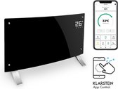 Klarstein Bornholm Curved Smart Convectieverwarming - LED Display - Touch display - Timer - App control - 2 Warmtestanden - 1000 & 2000 Watt - Thermostaat 5 - 45°C - Eco-Modus - Curved - Gebogen Veiligheidsglas - Staand Of wandbevestiging - Zwart