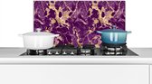 Spatscherm keuken 60x30 cm - Kookplaat achterwand Goud - Luxe - Marmer print - Patronen - Muurbeschermer - Spatwand fornuis - Hoogwaardig aluminium
