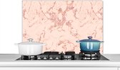Spatscherm keuken 90x60 cm - Kookplaat achterwand Marmer - Rose goud - Patronen - Chic - Muurbeschermer - Spatwand fornuis - Hoogwaardig aluminium