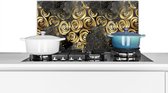 Spatscherm keuken 60x30 cm - Kookplaat achterwand Marmer - Goud - Roos - Patronen - Muurbeschermer - Spatwand fornuis - Hoogwaardig aluminium