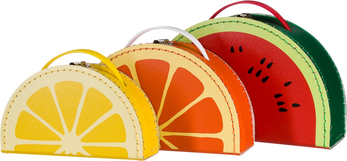 Kofferset - 3delig - 20-24-28 cm - Meloen - Sinasappel - citroen