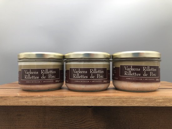 De Veurn' Ambachtse Varkensrillettes - 3 bokaaltjes van 180g - ambachtelijk en zacht