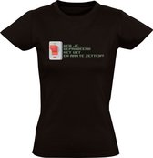 Aan/uit knop Dames T-shirt | druk | grapje | grappig | ADHD | stoornis | Zwart