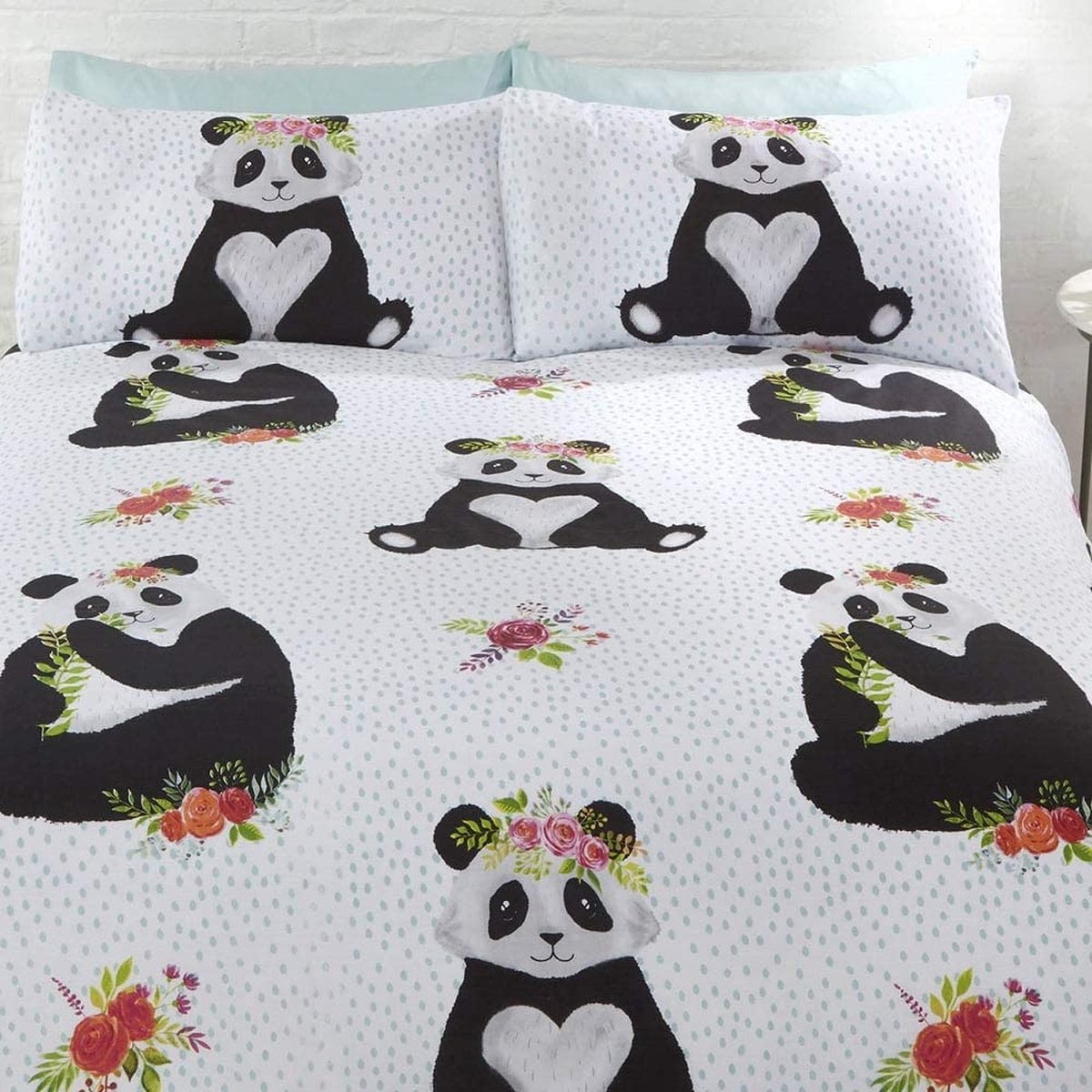 Pandabeer tweepersoons dekbedovertrek - 200 x 200 cm. - Panda dekbed |  bol.com
