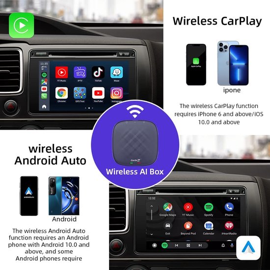 Adaptateur CarPlay Apple sans fil Android Auto Ai Box, pour Toyota