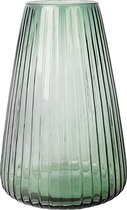 XLBoom Dim Stripe Large Vaas - Glas - Voor Binnen - Lichtgroen - 19,5×19,5×30cm