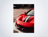 Ferrari Pista Rood Voorkant - Autoposter | Kinderkamer | Slaapkamer | Kantoor