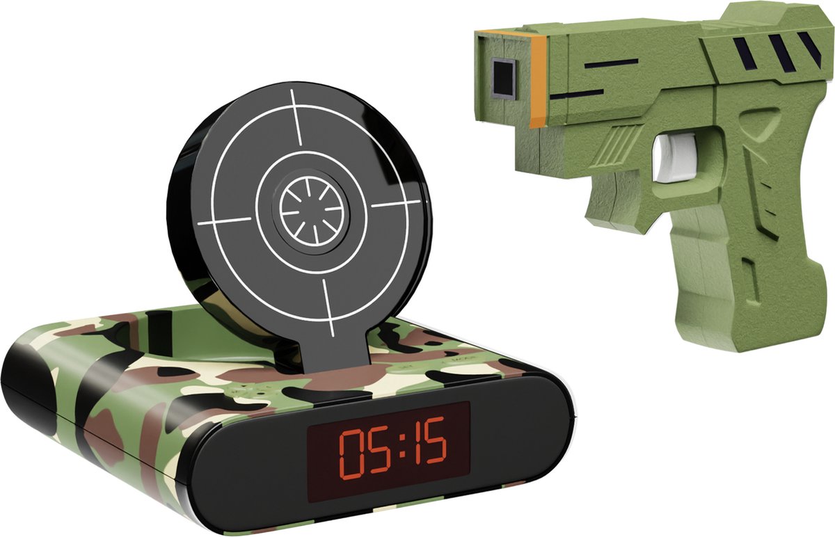 PIXMY Wekker Kinderen Gun Alarm Clock Camouflage Digitale