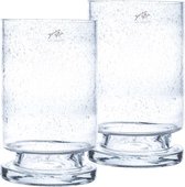 2x stuks glazen vazen conisch transparant 15 x 25 cm - Transparante vazen van glas