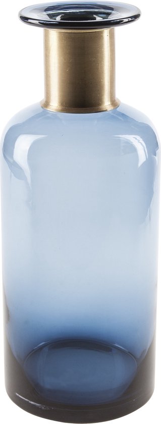 Flesvaas glas donkerblauw 12 x 30 cm - Vazen van glas