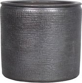 Bloempot/plantenpot van keramiek in het industrieel zwart D24 en H22 cm - Binnen gebruik