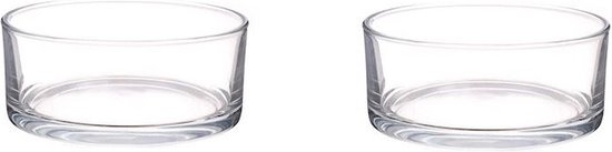 2x Lage schalen/vazen transparant rond glas 8 x 19 cm - cilindervormig - glazen vazen - woonaccessoires