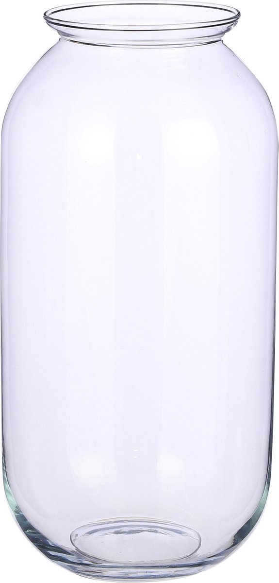 Transparante ronde vaas/vazen van glas 19 x 35 cm - Woonaccessoires/woondecoraties - Glazen bloemenvaas - Boeketvaas op Prijzenvolger.com