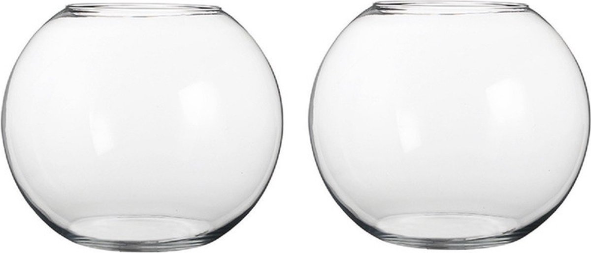 Mica Decorations Bolvaas/komvaas - 2x - glas - vissenkom - H40 cm Transparant