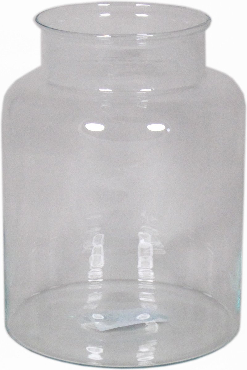 Floran Vaas melkbus - smalle hals - glas - transparant - 19 x 25 cm - Bloemenvazen