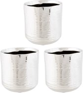 4x Zilveren ronde plantenpotten/bloempotten Cerchio 11 cm keramiek - Plantenpot/bloempot metallic zilver - Woonaccessoires