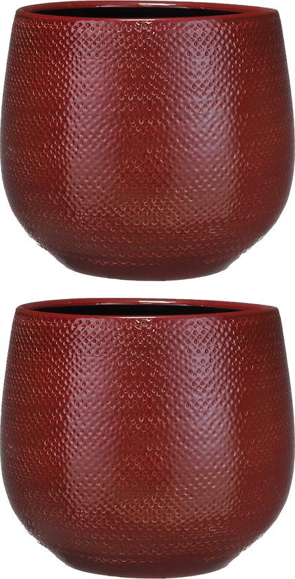 Mica Decorations pot rond Gabriel bordeaux dimensions en cm: 20 x 25