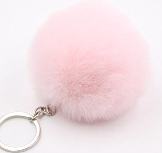een kaart Contour sleutelhanger fluffy - pluche - pompom - bol - roze - dames - meisje -  pluizenbol | bol.com