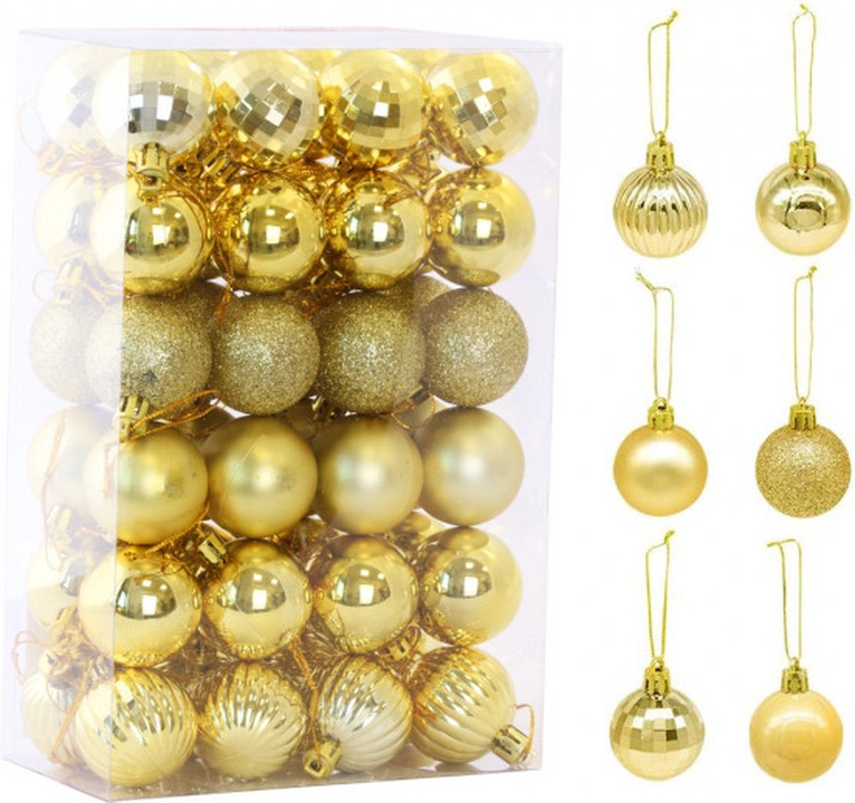 Borvat® | Kerstballen | gouden | Mat en Glanzend | 3.5cm | 48 Stuks