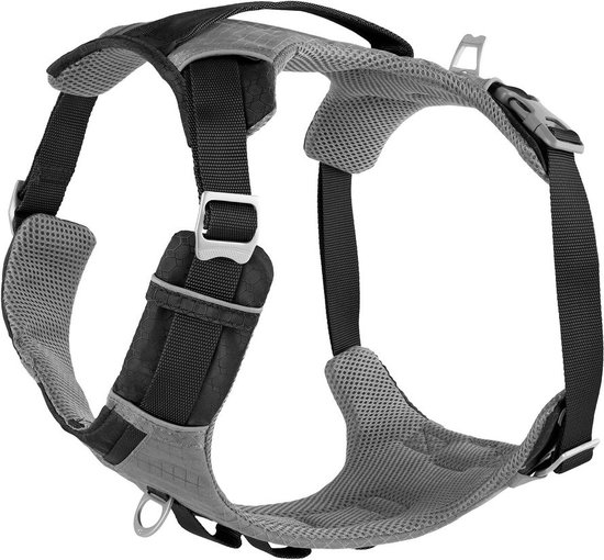 Kurgo Journey Air - Hondenharnas voor actieve honden - Eenvoudig te bevestigen en zichtbaar in het donker - Zwart/Grijs - XS, S, M, L en XL - Extra Small