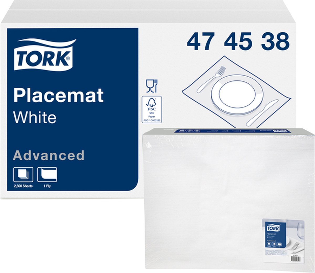 Goedkoopste Placemats Tork papier 42x27cm 500st wit 474538