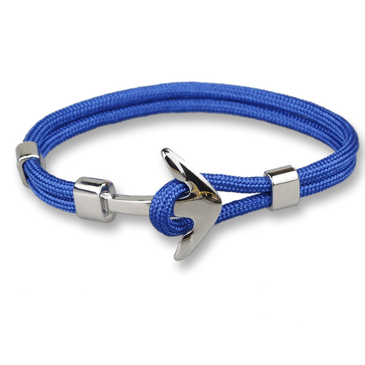 Kungu - Blauw - Zilveren Anker - Luxe rope armband voor heren en dames - Outdoor Milano line - Cadeau - Geschenk - Voor Man - Vrouw - Armbandje - Jewellery