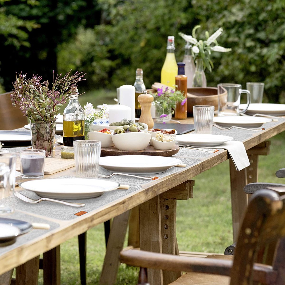 Luana Rose Vilten placemats set van 12 in antraciet - afveegbare placemat - 44x32 cm vilten onderzetters - hoogwaardige wasbare placemats - tafelonderzetter placemat + glazen onderzetterset — cadeau in Wonen & Interieur - foto 2