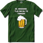Zo weekend, bijtanken! - Bier kleding cadeau - bierpakket kado idee - grappige bierglazen drank feest teksten en zinnen - T-Shirt - Dames - Bottle Groen - Maat 3XL