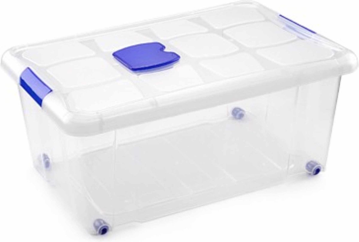 1x Opslagbakken/organizers met deksel 36 liter 59 cm transparant - Opbergbox
