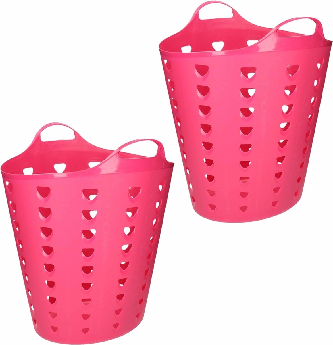 2x stuks roze opbergmanden flexibel 60 liter - 47 x 50 cm
