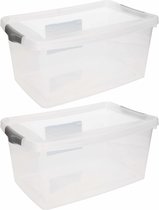 10x Stuks opberg boxen/opbergdozen 9 liter 37 x 24 x 16 cm kunststof - Opslagboxen - Opbergbakken transparant