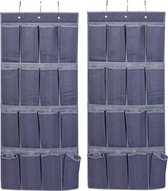 2x stuks hangende deur/kast organizers antraciet met 16 vakken 45 x 110 cm - Opruimen/opbergen