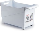 Plasticforte opberg Trolley Container - wit - op wieltjes - L45 x B24 x H27 cm - kunststof - opslag box/bak