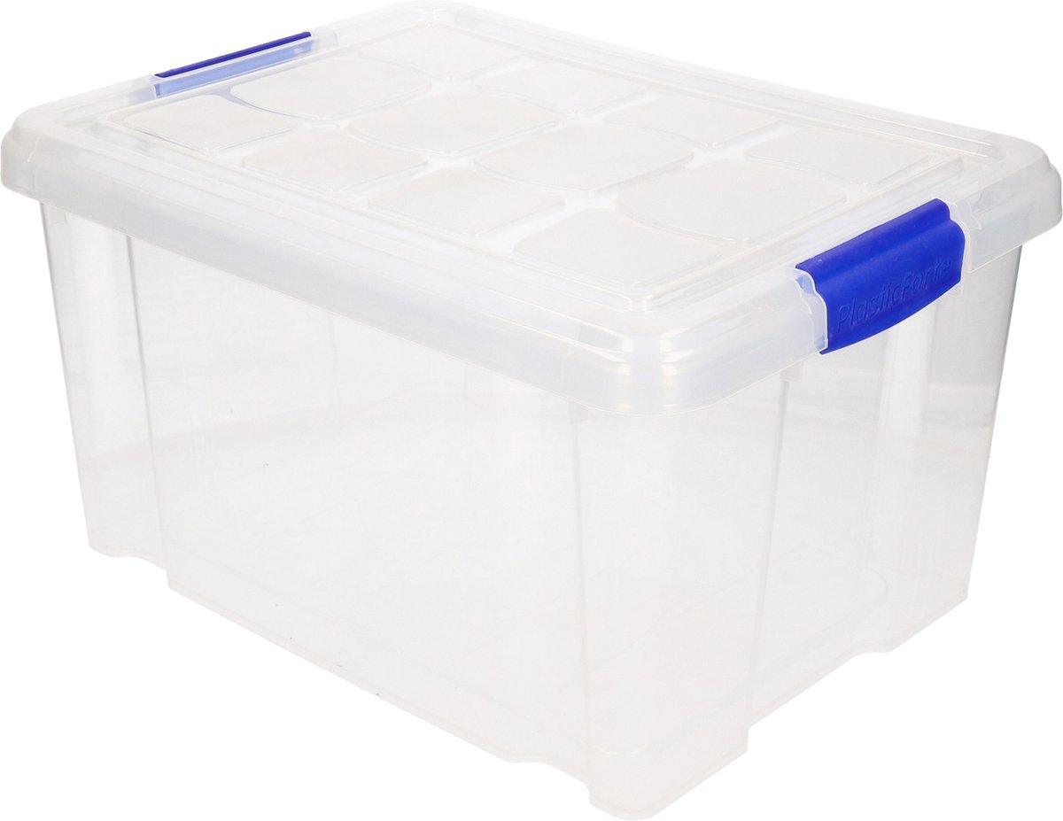 PLASTICFORTE 6x stuks Opslagbakken/organizers met deksel 5 liter 29 x 19 x 14 cm transparant - Opbergbakken