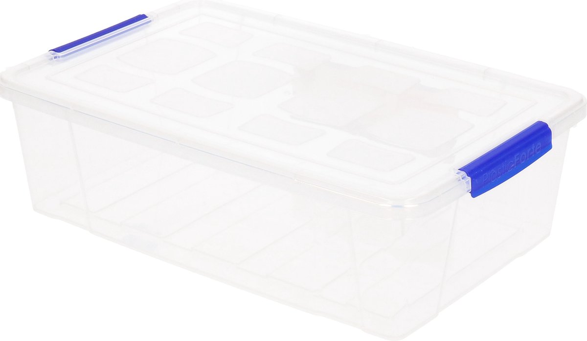 Plasticforte Opbergbox met deksel - 5x - 2 liter - transparant - kunststof - opbergkist