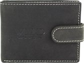 Wild Leather Only !!! Portemonnee Heren Buffelleer Zwart - Billfold - (AD-207-6) 12x2x9cm -