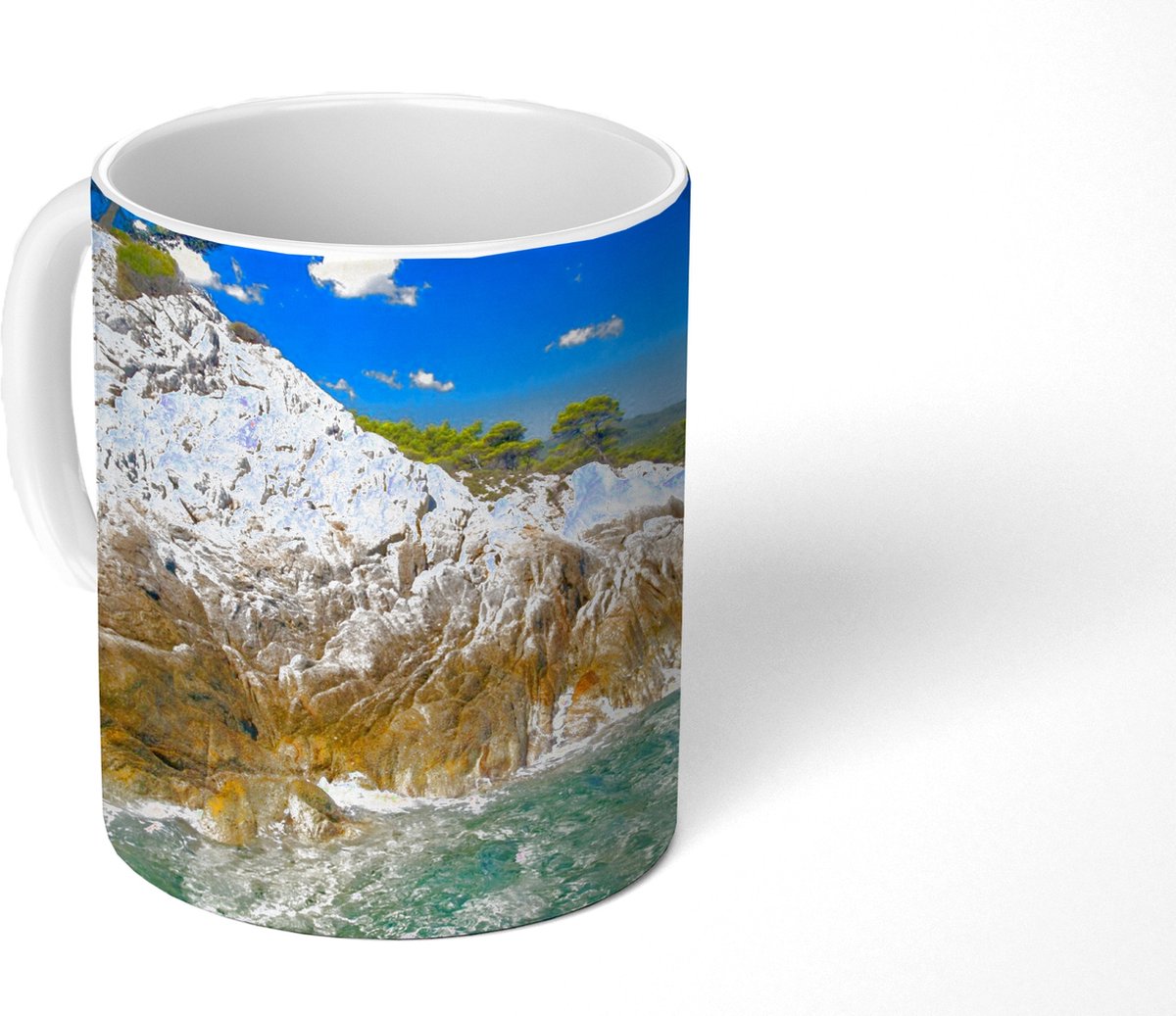 Mok - Koffiemok - Zee - Klif - Zomer - Tropisch - Mokken - 350 ML - Beker - Koffiemokken - Theemok