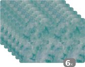 Placemat - Placemats kunststof - Waterverf - Patronen - Turquoise - Aqua - 45x30 cm - 6 stuks - Hittebestendig - Anti-Slip - Onderlegger - Afneembaar