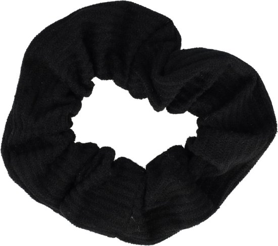 Scrunchie Haarelastiek Velvet Rib Stof Zwart Haar Elastiek