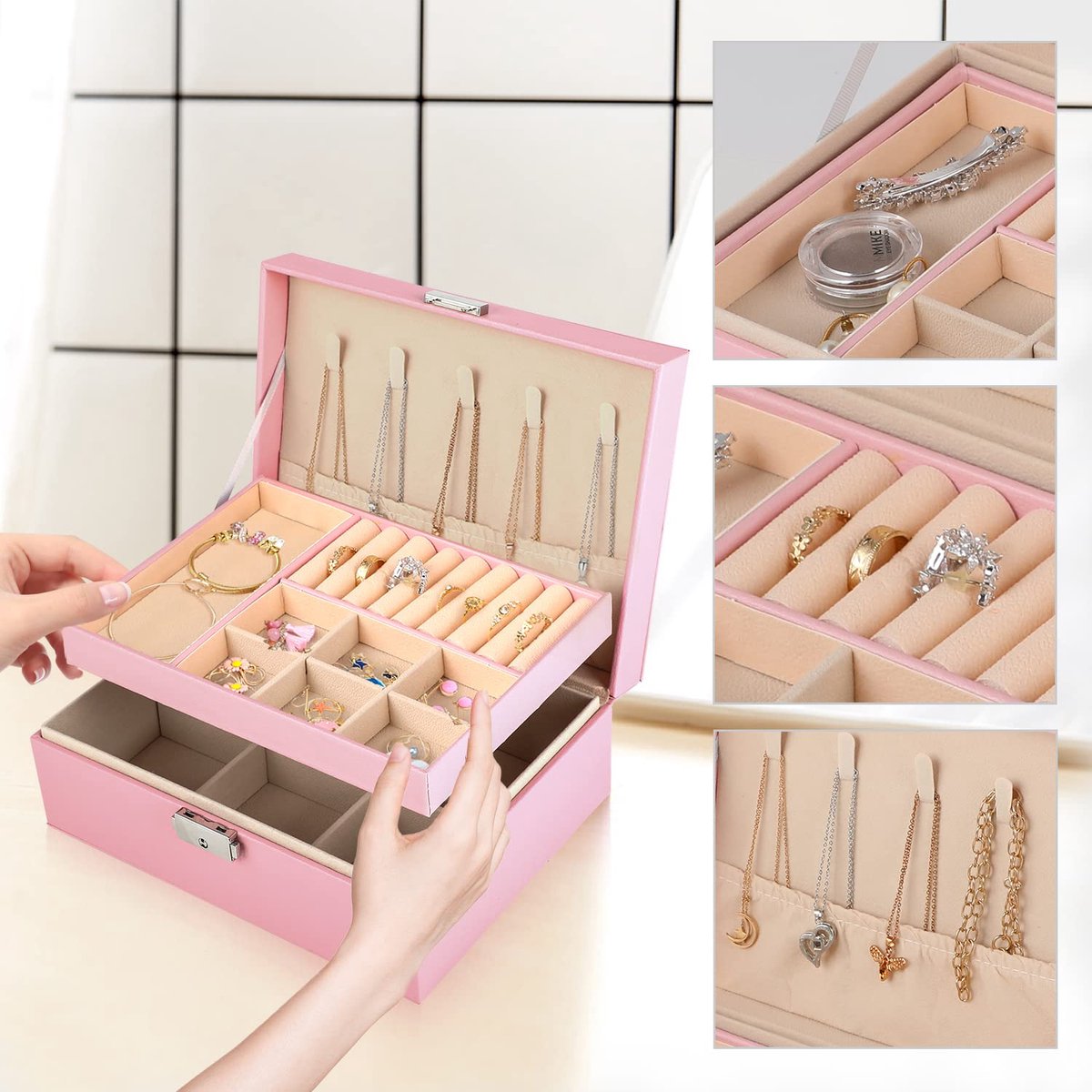 JAVENPROEQT Sieraden Doos voor Vrouwen Meisjes