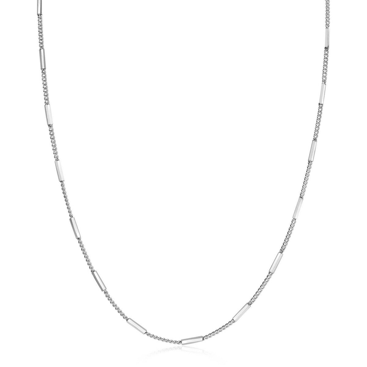 Zinzi zilveren collier 45cm met gourmetschakels en glanzende plaatjes ZIC2366