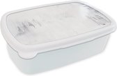 Broodtrommel Wit - Lunchbox - Brooddoos - Acrylverf - Verf - Design - 18x12x6 cm - Volwassenen