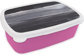 Broodtrommel Roze - Lunchbox - Brooddoos - Verf - Abstract - Zwart - 18x12x6 cm - Kinderen - Meisje